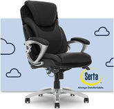Serta AIR Health and Wellness Executive Office Chair, High Back Big and Tall Ergonomic for Lumber Support Task Swivel, Bonded Leather, Black