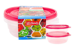 Round Plastic Food Container Set 44oz 2pk