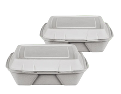 BIODEGRADABLE 9'' LUNCH BOX 1PC/100PC/200PC