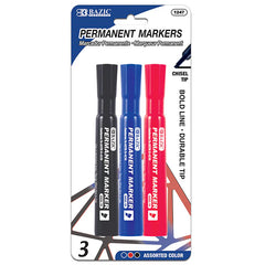 BAZIC ASST CLR CHISEL TIP PERMANENT MARKERS