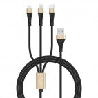 Red and black charger 3 in 1 C-TYPE, IPHONE, MICRO.