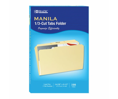 BAZIC 1/3 CUT LEGAL SIZE MANILA FILE FOLDER (100/Box) #3181