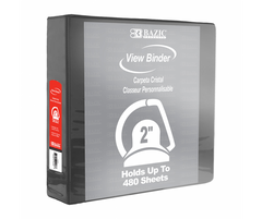BAZIC 2" BLK PVC 3-RING VIEW BINDER W/2 POCKETS #3150