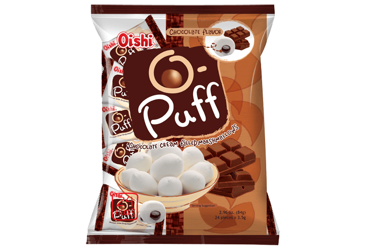 Oishi O-Puff Chocolate Cream Filled Marshmallows  84g