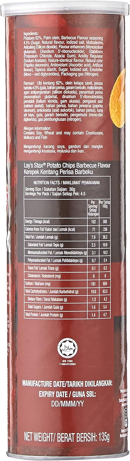 LAYS STAX BARBECUE 135 G
