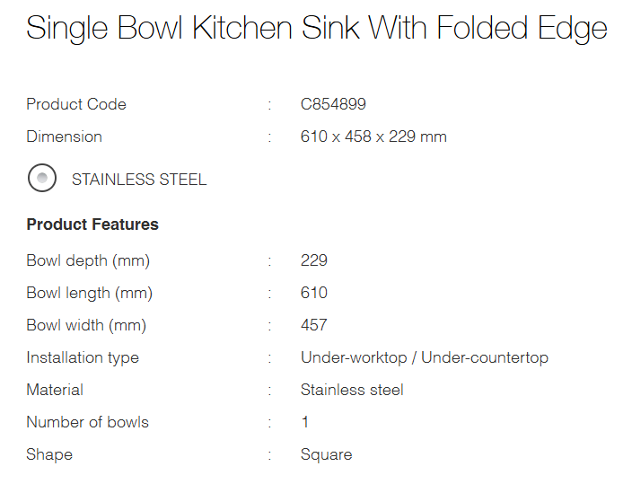SINGLE KITCHEN SINK