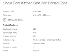 SINGLE KITCHEN SINK