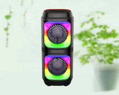 Speaker Portable  ABS-2402 RGB Flame Lights DJ Square Dancing Portable Boombox Speaker Box