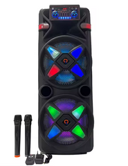speaker Dual 12 inch karaoke machine QL-2202 pulley sound system hifi Outdoor Stereo speaker  with two mic