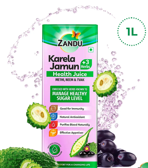 Zandu Karela Jamun +3 Herbs Juice | For Immunity, Detoxification & Healthy Sugar Levels