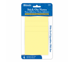 50 Ct. 3" X 3" Yellow Stick On Notes (4/Pack)
