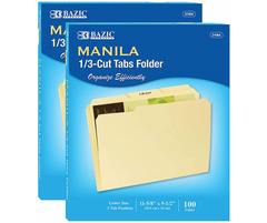 BAZIC 1/3 CUT LETTER SIZE MANILA FILE FOLDER BOX
